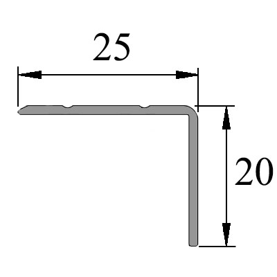 Угол-порог алюминиевый 25 мм х 20 см