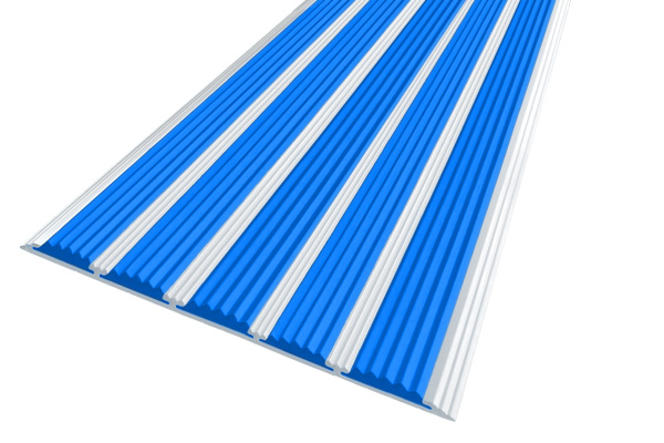 Алюминиевая накладная полоса с пятью синими вставками против скольжения