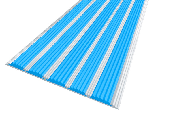 Алюминиевая накладная полоса с пятью голубыми вставками против скольжения