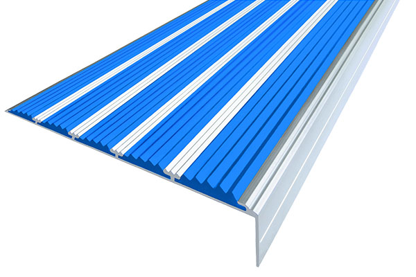 Алюминиевый накладной угол с пятью синими вставками против скольжения