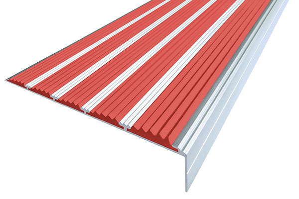 Алюминиевый накладной угол с пятью красными вставками против скольжения
