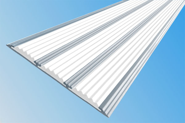 Алюминиевая накладная полоса с тремя вставками белого цвета против скольжения