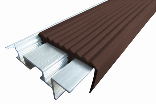 Алюминиевый закладной профиль SafeStep темно-коричневый