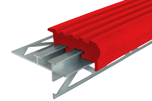 Алюминиевый закладной профиль Уверенный Шаг (УШ-50) с красной противоскользящей вставкой
